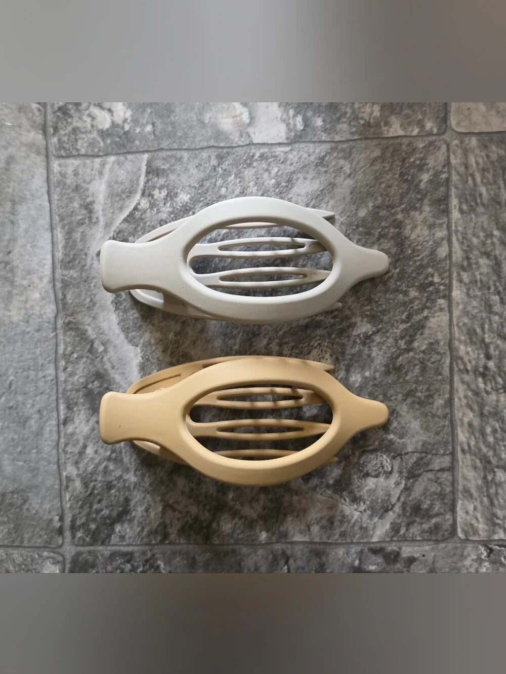 Neutral Oval Flat Hair Claw Clips - Taupe/Gray & Tan BNIB